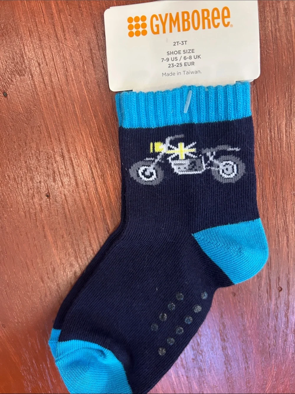 Gymboree Navy and Bright Blue Motorcycle Grip Sock